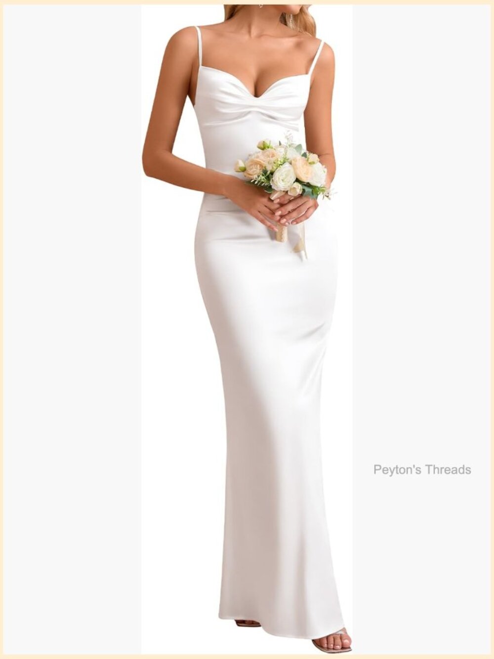 Satin Mermaid Bodycon Maxi Dress V-Neck Backless Spaghetti Strap Formal Cocktail